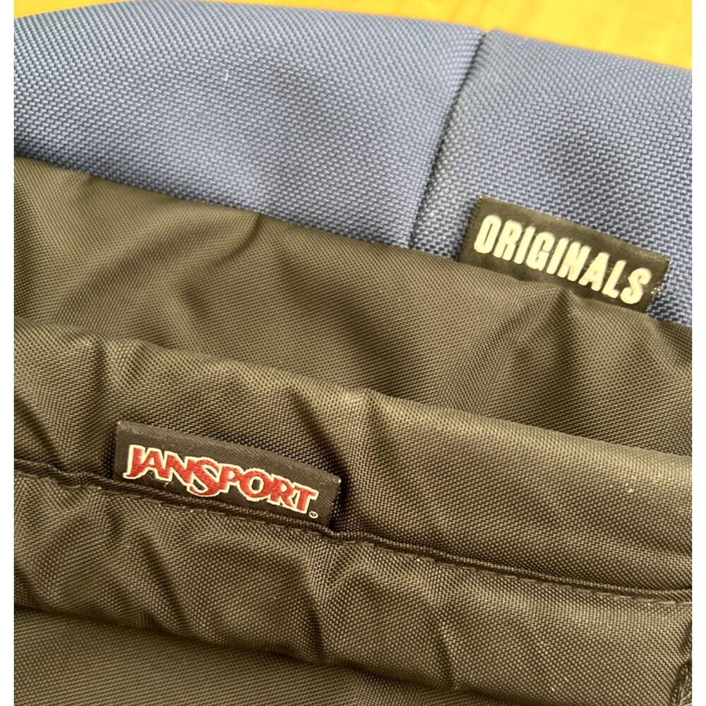 Vintage 1990s Classic Jansport Navy Backpack Leather Bottom Bag Made in USA - Picture 8 of 10